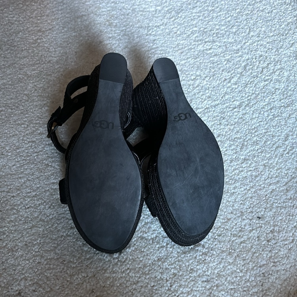 UGG wedge sandals black. Worn once - Picture 4 of 5